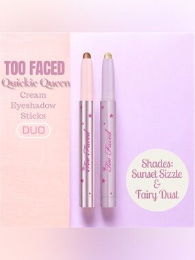 Too Faced Duo 🌟 2 Quickie Queen Cream Eyeshadow Sticks | Full Size | New in Box